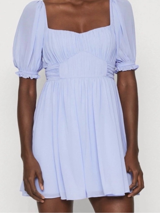 Abercrombie & Fitch Dresses & Skirts - Abercrombie & Fitch Ruched Ruffle Puff Sleeve Chiffon Mini Dress Size Large